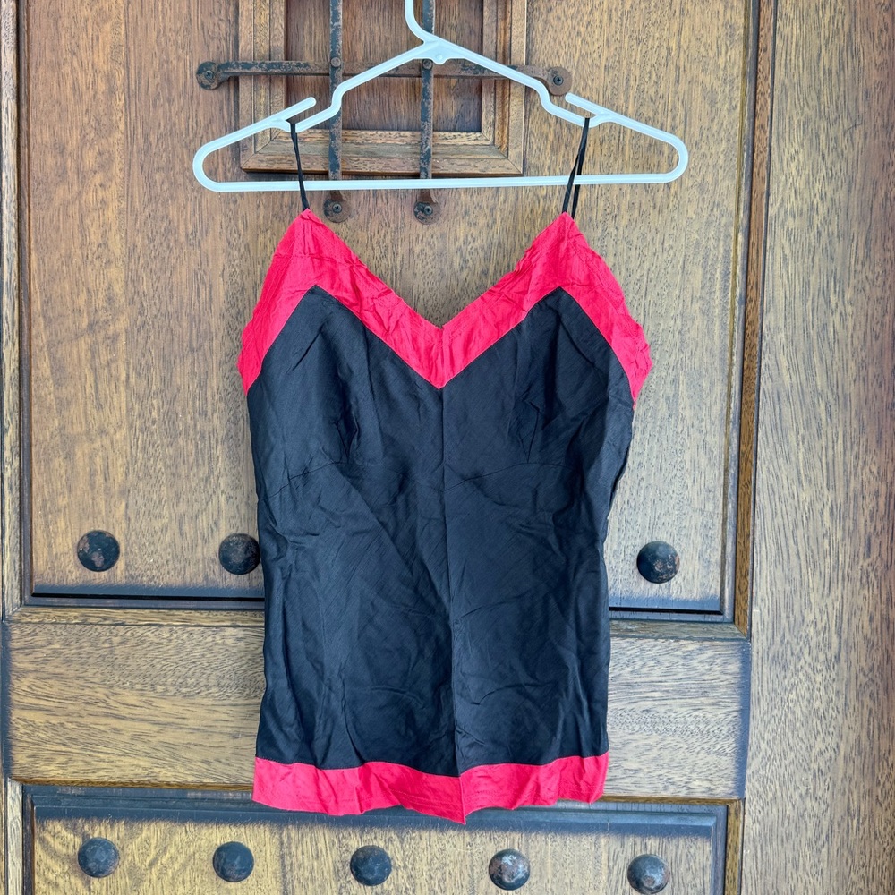 100% Silk back and Red Women's Top size S